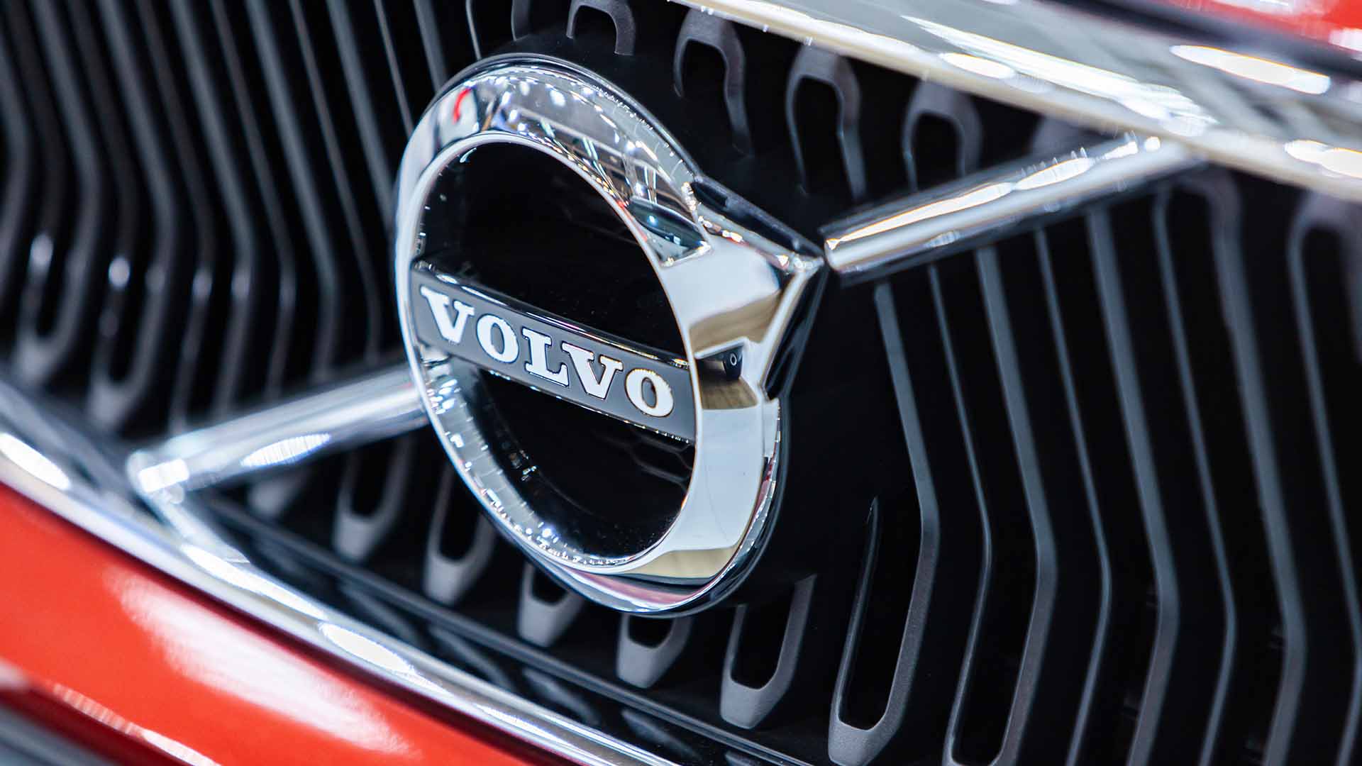 Red Volvo Car Grill