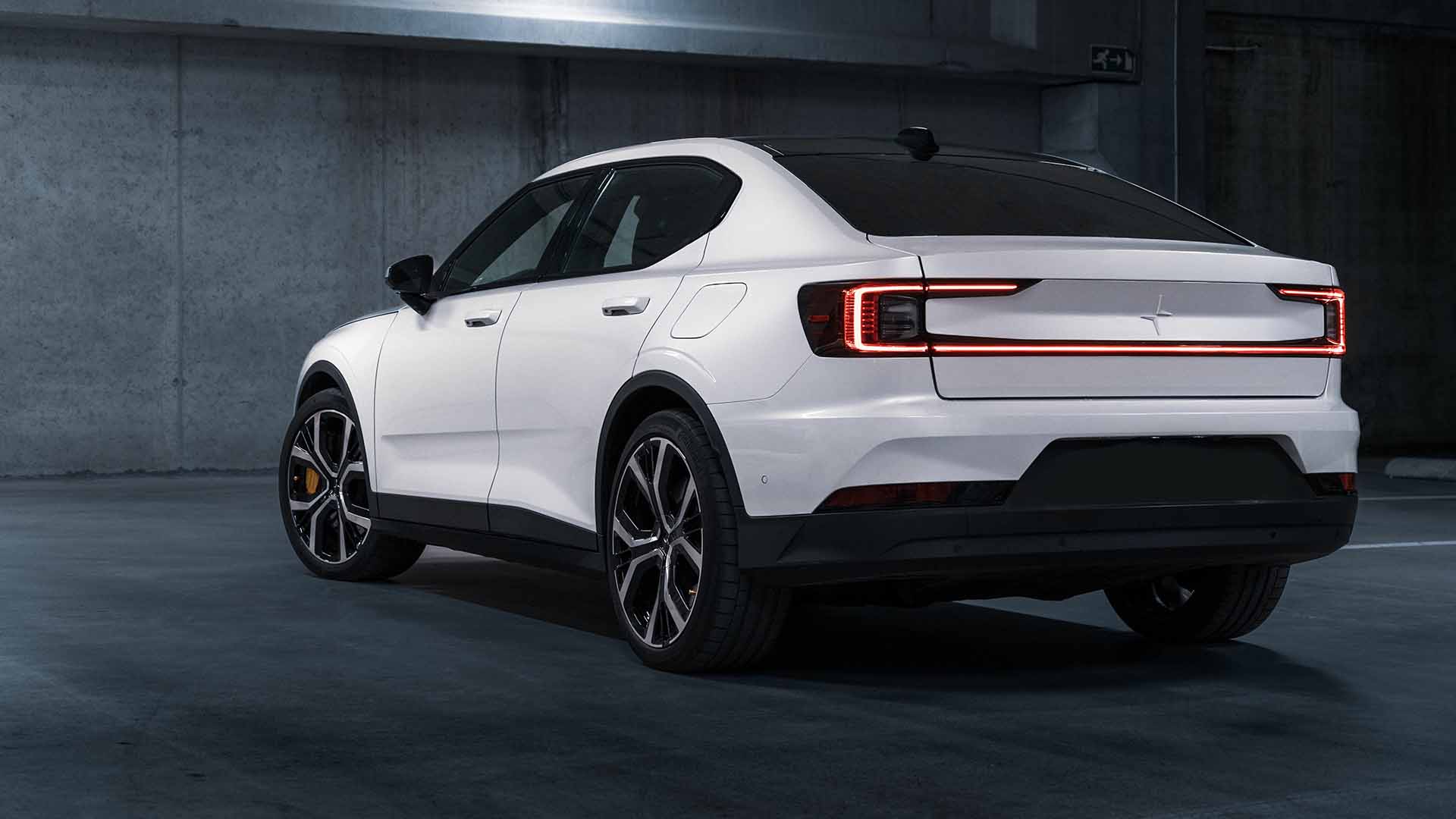 Back of a white Polestar 2