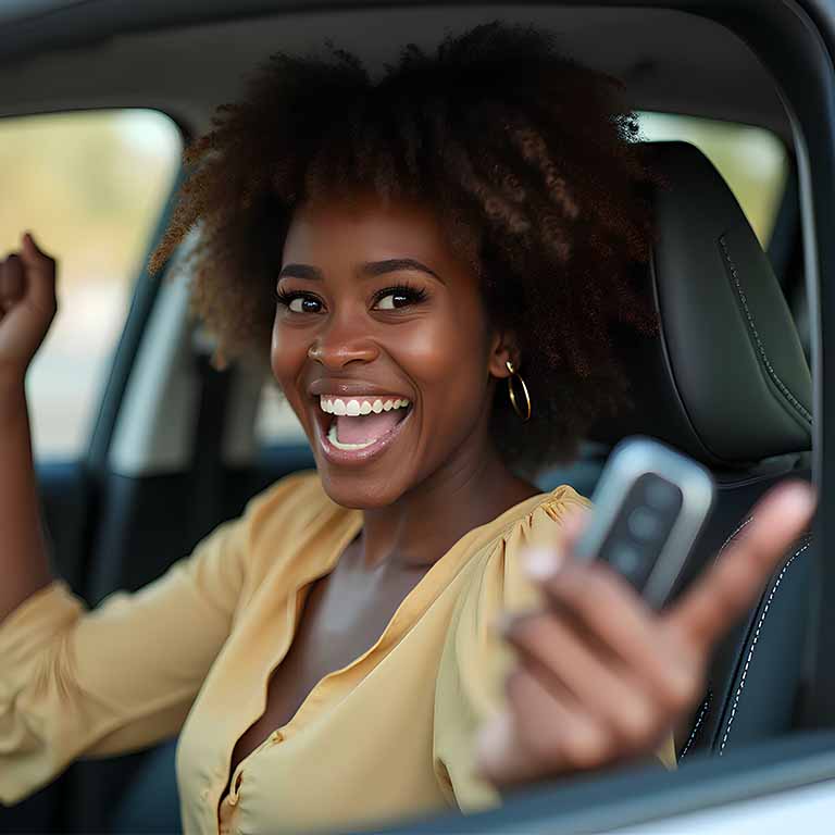 Happy Lady Holding Keys
