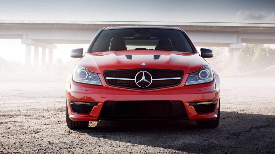 Front Facing Red Mercedes